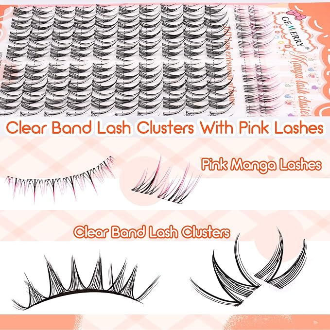 GEMERRY Lash Clusters Mink Cluster Lashes 2 Styles 8-12mm Cluster Eyelash Extensions Soft Comfortable Lash Extension Clusters DIY Eyelash Clusters for Beginners Ultra Thin Invisible Lash Band