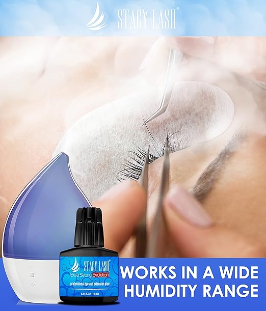 Extra Strong Evolution Eyelash Extension Glue Stacy Lash (0.34 fl.oz/10 ml)/1-2 Sec Dry/Retention – 8 Weeks/Professional Supplies/Black Adhesive