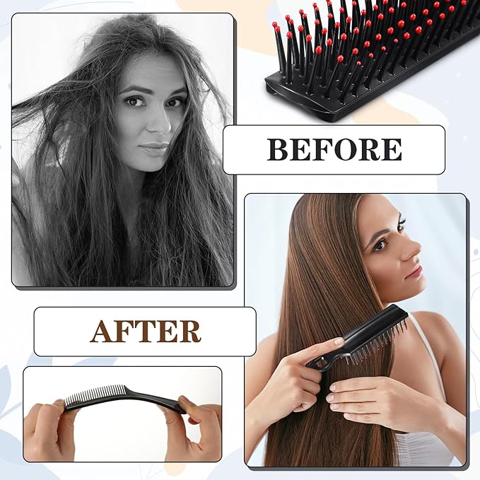 Baderke 144 Pack Individually Wrapped Hair Brushes Combs Set for Homeless, Detangling Brush Widen Combs for Curly Hair Suitable for Women Men Shelter Nursing Hotel Church Charity Supplies(Black)