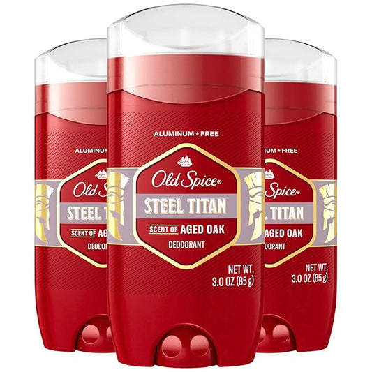 Old Spice Aluminum Free Deodorant for Men, 24/7 Odor Protection, 24/7 Freshness & Lasting Scent, Titan with Aged Oak Scent, 3.0 oz (Pack of 3)