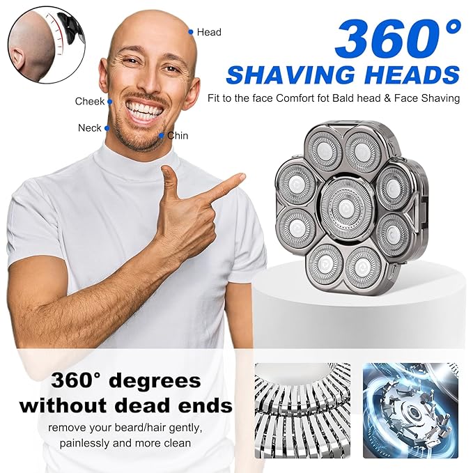 9D Electric Shaver for Men - 9 Blades Replacement Head Universal Blade for Electric Razor, 2 Pack
