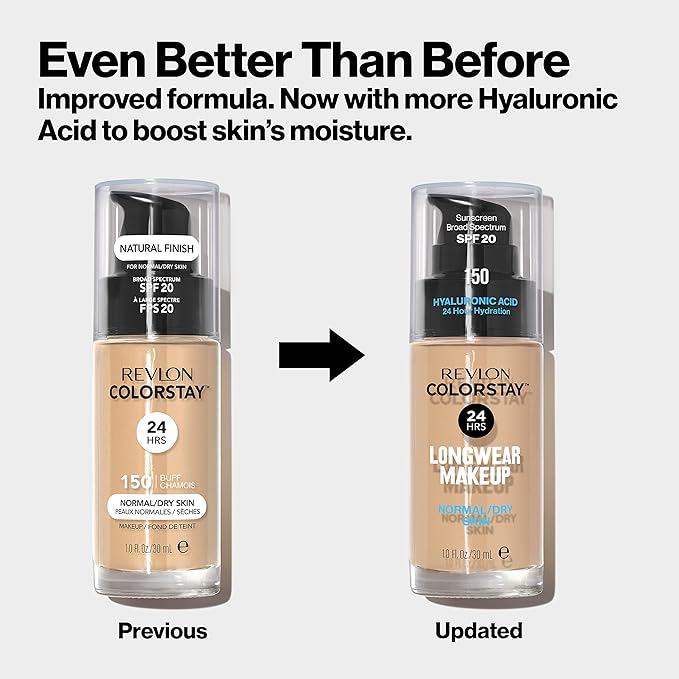 Liquid Foundation by Revlon, ColorStay Face Makeup for Normal & Dry Skin, SPF 20, Longwear Medium-Full Coverage with Natural Finish, Oil Free, 240 Medium Beige, 1 Fl Oz (Pack of 4)