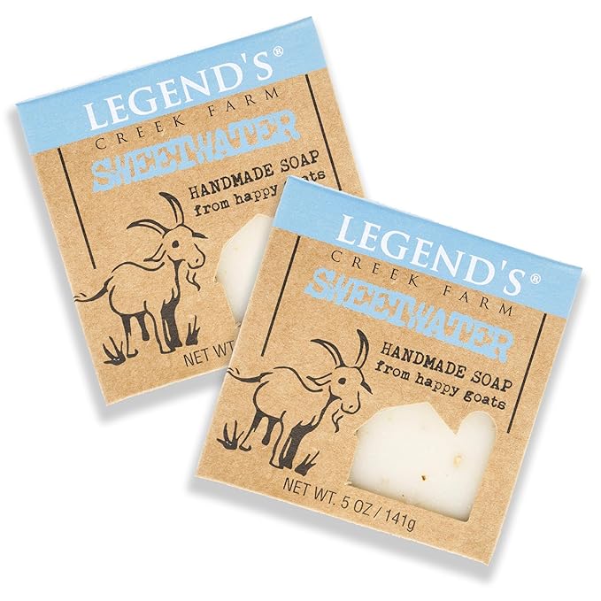 Legend's Creek Farm Goat Milk Soap - Cleansing Moisturizing Soap Bar for Hands and Body - 5 Oz Creamy Lather, Nourishing, Gentle Natural Soap for Sensitive Skin (Sweetwater, Pack of 2)