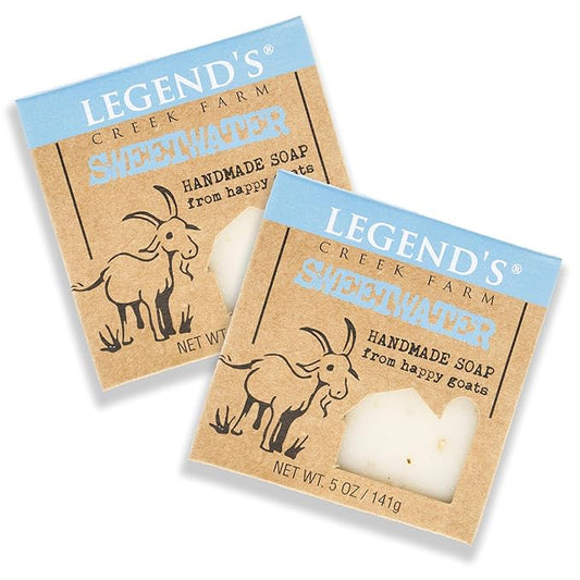 Legend's Creek Farm Goat Milk Soap - Cleansing Moisturizing Soap Bar for Hands and Body - 5 Oz Creamy Lather, Nourishing, Gentle Natural Soap for Sensitive Skin (Sweetwater, Pack of 2)