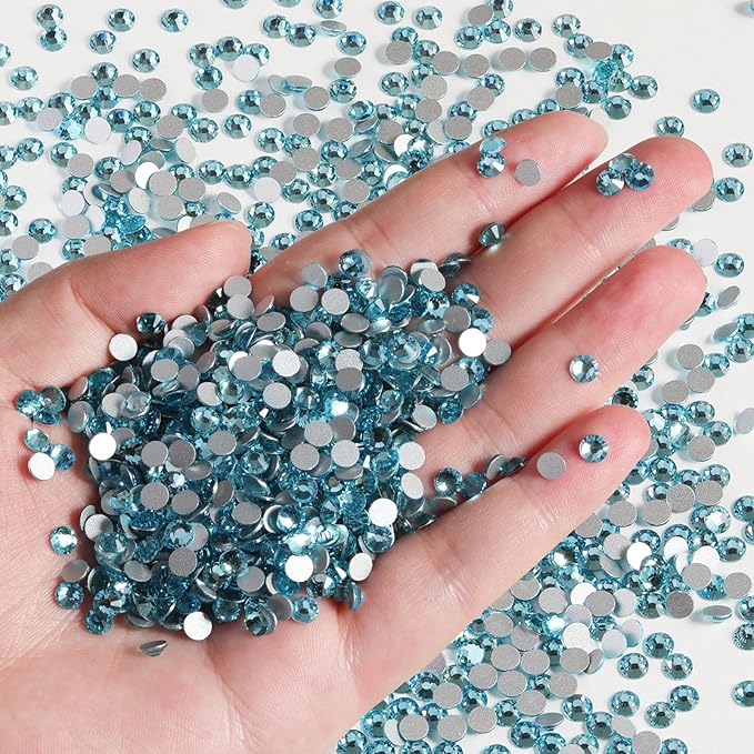 Beadsland Flatback Rhinestones Bulk,14400pcs Red Rhinestones for Nails Crafts Clothes DIY Decoration, Aquamarine, SS16, 3.8-4.0mm