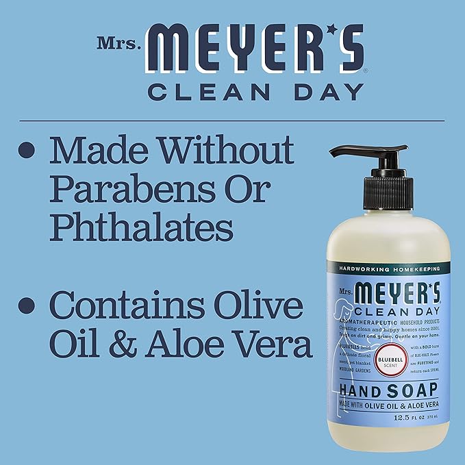 MRS. MEYER'S CLEAN DAY Bluebell Hand Soap 12.5 Fl Oz (Pack of 3)