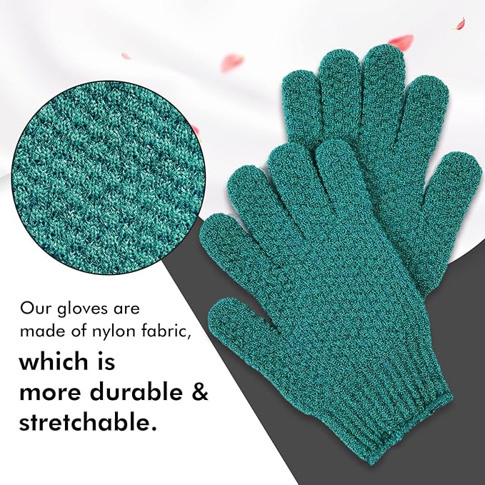 Evridwear Exfoliating Dual Texture Bath Gloves for Shower, Spa, Massage and Body Scrubs, Dead Skin Cell Remover, with Hanging Loop Heavy(5 Pairs Gift Set for Women)