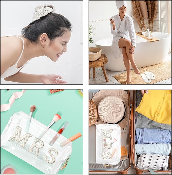 Bride To Be Gift Set - Makeup Bag, Slippers, Robe, Hair Clip - Wedding Gifts