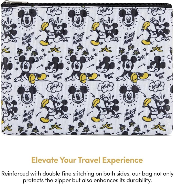 Mickey Mouse Cosmetic Case Set - Officially Licensed Mickey and Minnie Mouse Travel Cosmetic Case 3 Piece Set - Girls, Boys, Teens, Adults (Black Mickey)