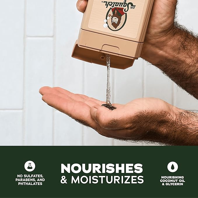 Dr. Squatch NEW Body Wash for Men with Nourishing, Natural Ingredients | No Paraben, Phthalate, Sulfate | All Day Moisture | Long Lasting Scent | Wood Barrel Bourbon & Fresh Falls (14 oz, 2-Pack)