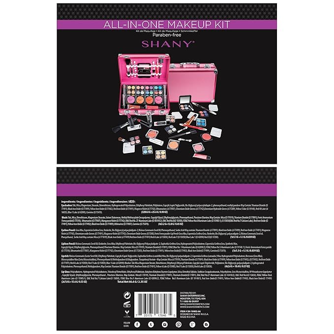 SHANY Carry All Makeup Train Case with Pro Makeup Set, Makeup Brushes, Lipsticks, Eye Shadows, Blushes, Powders, and more - Reusable Makeup Storage Organizer - Premium Gift Packaging - Pink