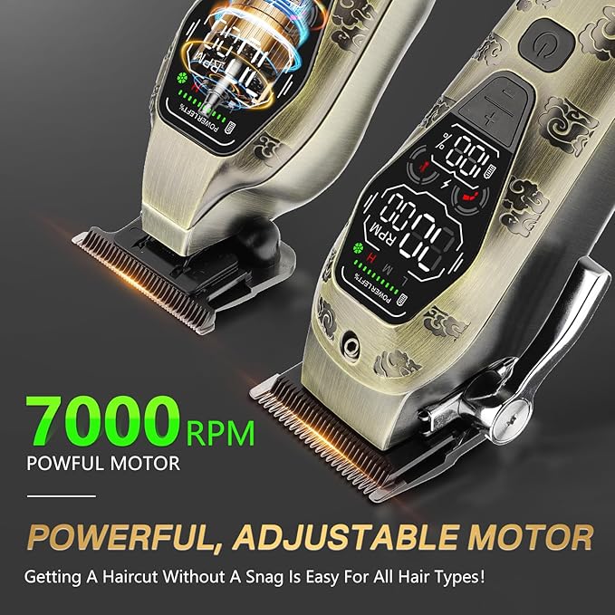 Professional Hair Clippers for Men,3 in 1 T-Blade Barber Clippers and Trimmer Set,Mens Cordless Hair Clippers for Hair Cutting Kit,Trimmers for Barbers, Beard Trimmer for Men