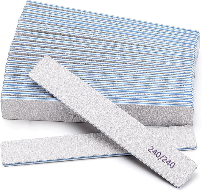 25 Count 240/240 Grit Nail Files for Natural Nails, Double Sided Emery Boards Fine Grit Nail File Manicure Tools