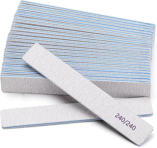 25 Count 240/240 Grit Nail Files for Natural Nails, Double Sided Emery Boards Fine Grit Nail File Manicure Tools