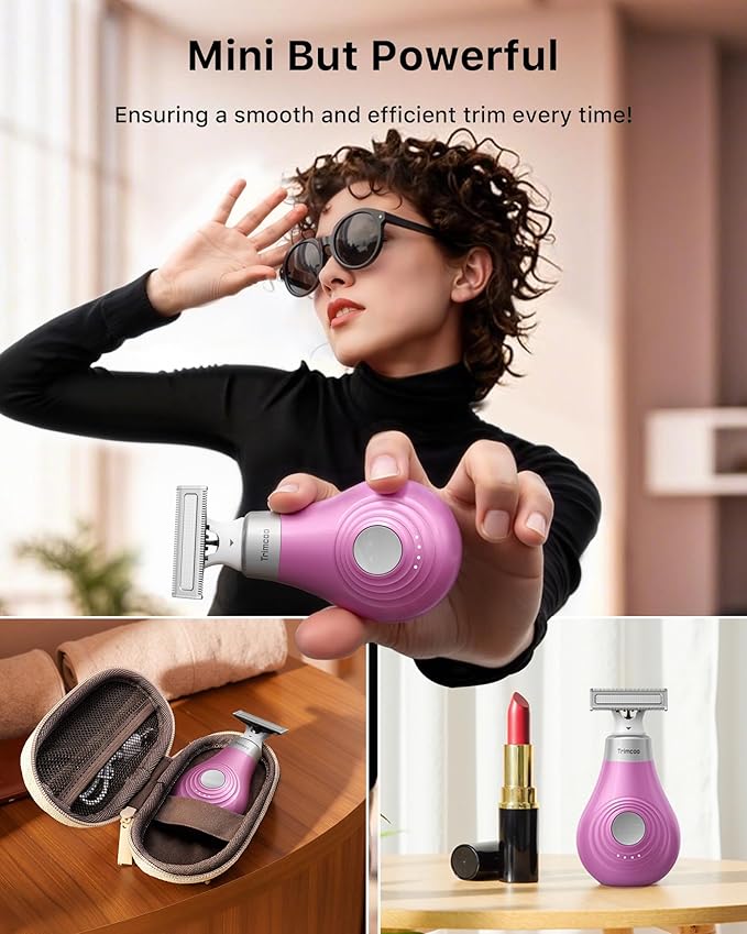 New Intimate Electric Trimmer for Women, [Small But Powerful] Designed for Pubic Hair Grooming, Bikini Line Removal, Wet/Dry Shaver On-The-Go, USB-C Rechargeable Razor with Travel Case, Pink