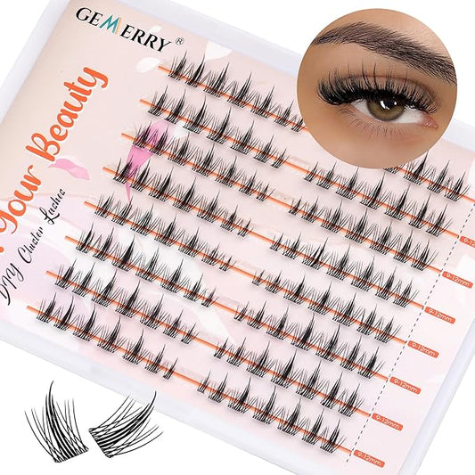 GEMERRY Lash Clusters Natural Eyelash Clusters Wispy Cluster Eyelash Extensions Lash Extension Clusters DIY at Home Cluster Lashes