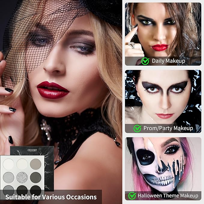 docolor Eyeshadow Palette 9 Colors Black Eyeshadow Gemstone Shadow Palette Highly Pigmented Mattes Shimmers Naked Smokey Glitter Cream Colorful Powder Blendable Long Lasting Waterproof Makeup Palette