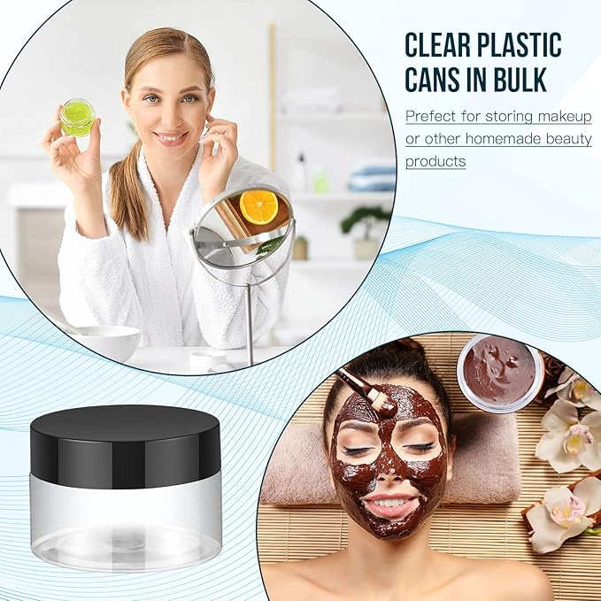 Aoriher 150 Pcs Plastic Container Jars with Lids Round Cosmetic Jars Empty Plastic Container for Lotion, Cream, Ointments, Makeup, Eye Shadow, Rhinestone, Samples, Pot, Travel Storage(1 oz,Black)