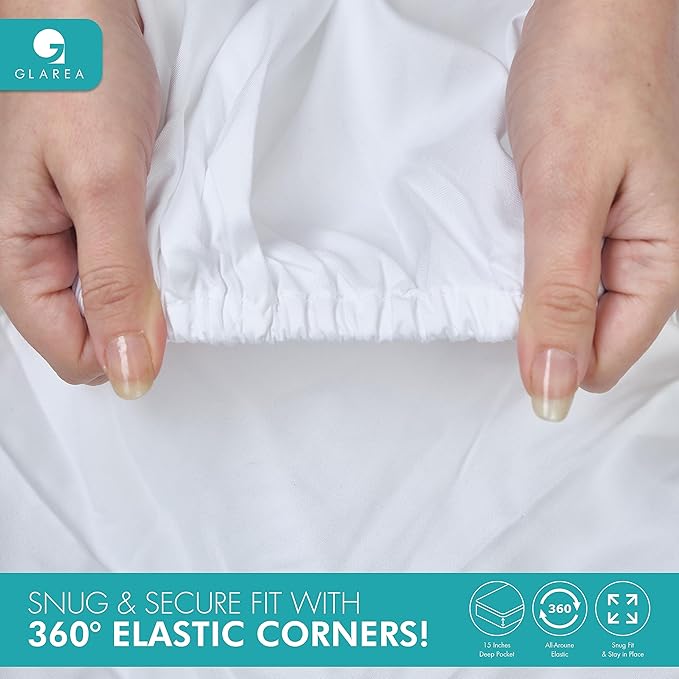 Glarea Microfiber Massage Table Sheet Set 2 Pack with 2 Face Cover, 2 Flat Sheets and 2 Fitted Sheets (White - 2 Sets, Massage Table)