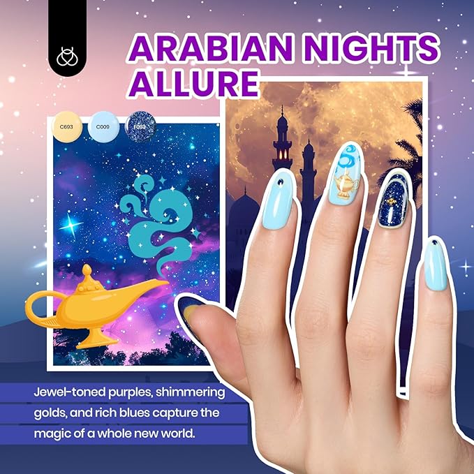 Beetles Gel Nail Polish Set, 44 PCS Red Brown Green Yellow Spring Summer Gel Polish Fairytale Town Collection 36 Colors with 4Pcs Base Top Coat