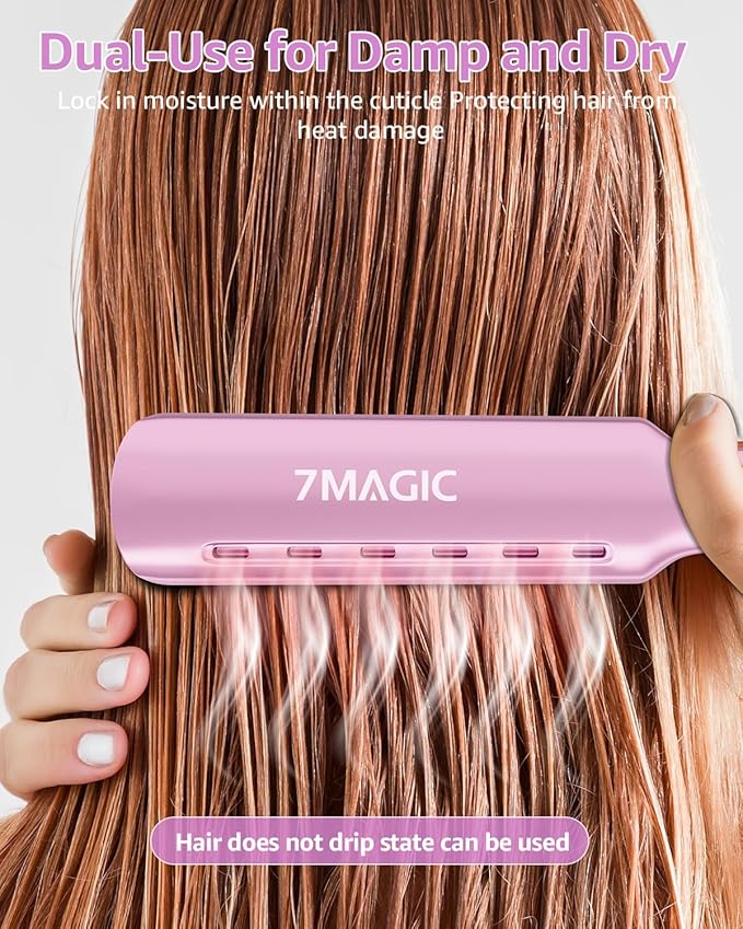 7MAGIC Nano Titanium Hair Straightener, 1.7" Wide Flat Iron for All Hair Types, Flat Iron Hair Straightener with 5 Temp, Hair Iron with Dual Voltage, Straightening Iron for Fast Straightening, Purple