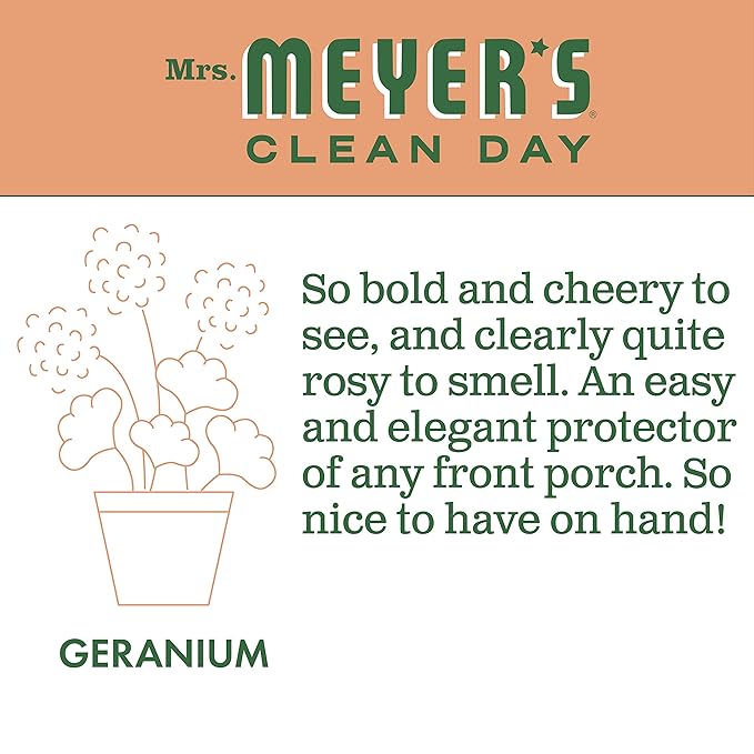MRS. MEYER'S CLEAN DAY Hand Soap, Made with Essential Oils, Biodegradable Formula, Geranium, 12.5 fl. oz