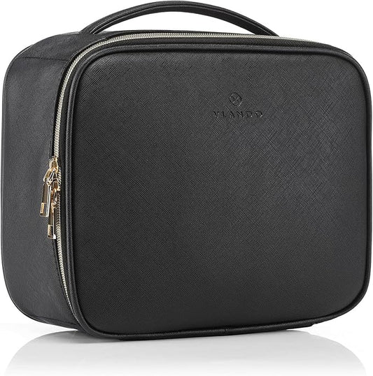 Vlando Toiletry Bag, Large Wash Bag, Travel Cosmetic Make-up Bag, Multi-compartment with Dividers for Cosmetics Makeup Brushes Toiletry Jewelry Accessories, Black