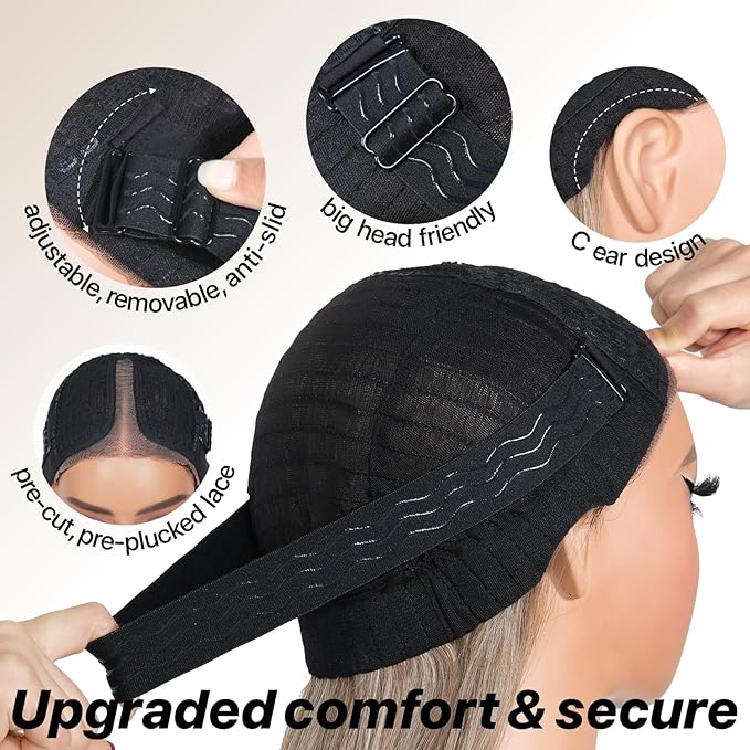 Black Wear and Go Glueless Wigs Pre Plucked Pre Cut for Beginners Long Layered Straight Synthetic Lace Front Wigs with bangs 26 Inch Natural 1B 3 Seconds to Wear for Beginners