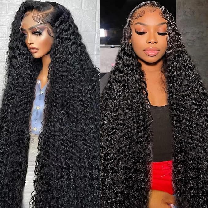 5x5 Lace Closure Wig Water Wave 5x5 Hd Lace Closure Wigs Human Hair 5x5 Wet and Wavy Deep Curly Closure Wig Glueless Wigs Human Hair Pre Plucked with Baby Hair 180% Density 32inch