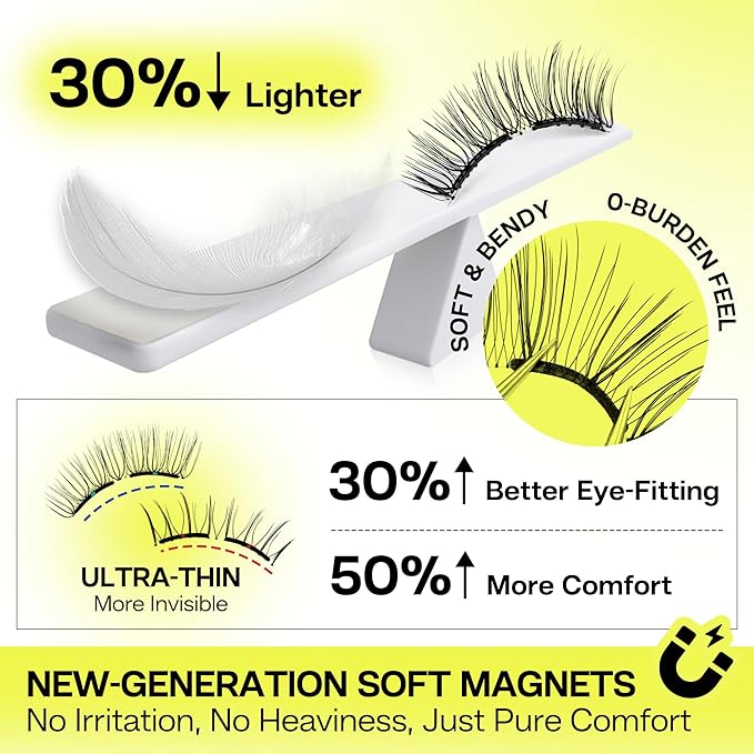 CALAILIS Magnetic Eyelashes with Applicator Upgrade Soft Magnetic Eyelashes Natural Look Reusable Magnet Lashes Kit No Glue Needed Easy to Wear and Remove (M25)