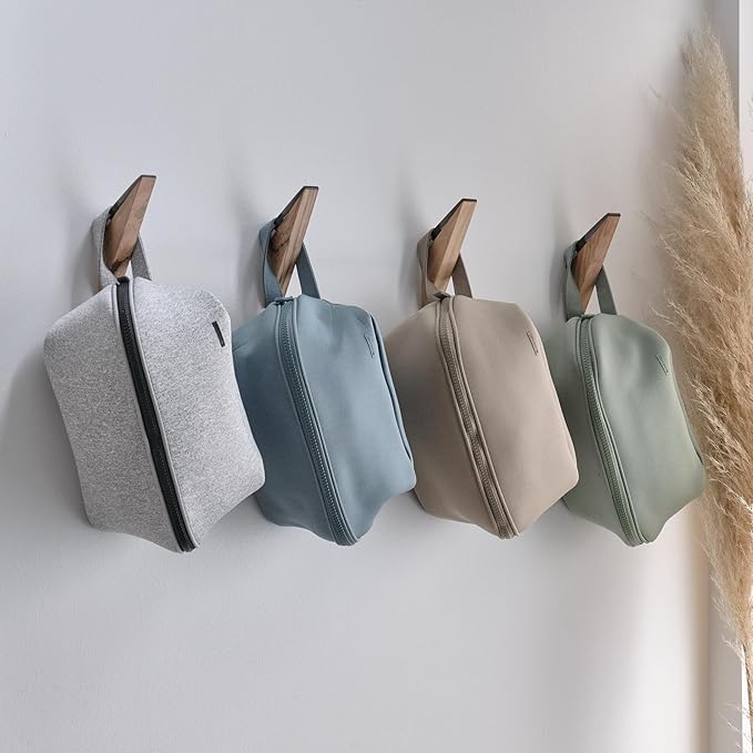 LINE+ARC Machine-Washable Neoprene Toiletry Bag (Ocean) Modern Blue Dopp Kit Soft Insulation for Cosmetics Makeup Travel Skincare Shaving Large Case Men Women Overnight Easy-to-Clean