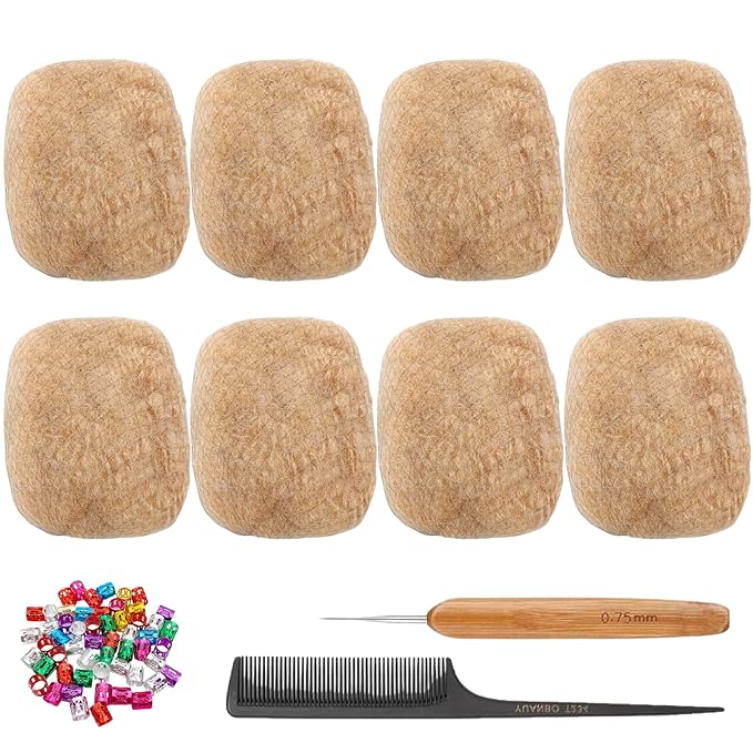 Afro Kinkys Bulk Human Hair for Dreadlock Extensions,Repair Locs, Twists and Braids, 8 Packs 240 Gram Each Package Afro Kinky Bulk 100% Human Hair for Locs (Blonde, 8inch)