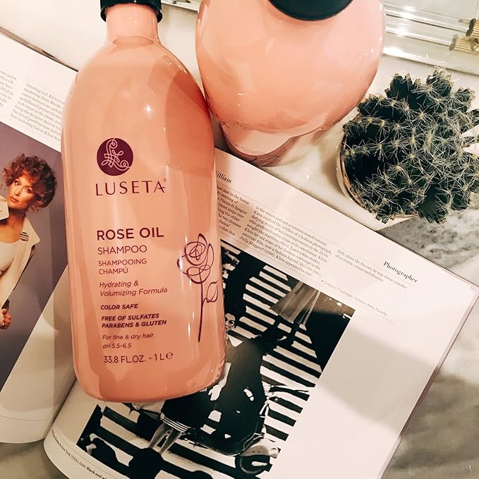 Luseta Rose Oil Shampoo and Conditioner Set for Fine and Dry Hair, 2x33.8oz
