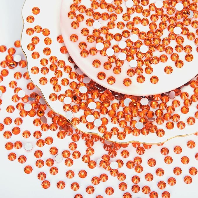10000PCS Orange Rhinestones Bulk, Flat Back Crystal Glass Stone Round Gems,SS16, 3.8-4.0mm