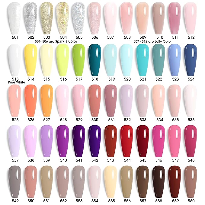 V VENALISA VENALISA VIP5 Hema Free Gel Nail Polish Set 65Pcs, 60 Colors Sparkle Jelly Pure Color Gel Polish Kit with Base Gel Top Coat Nails Manicure Gifts for Her Salon at Home