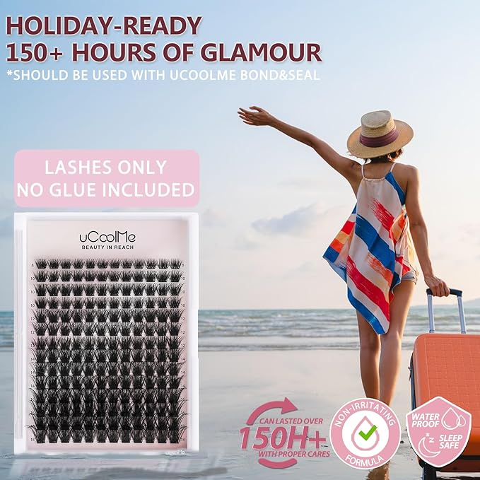 Magic Lash Clusters 8-18mm Volume Fluffy Eyelash Clusters D Curl - WideSpan DIY Eyelash Extension Cat Eye Lashes Individual Fake Eyelashes Clusters with 0.05mm Ultra-Thin Black Band