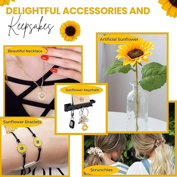 18Pcs Sunflower Gifts for Women - Unique Gift Basket Set - Birthday Gifts for Women, Best Friend, or Sister - Sunshine Box Care Package, Get Well Soon, Thinking of You, Friendship Basket