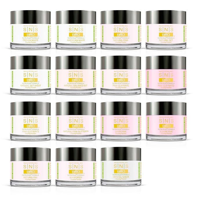 SNS Nails Dip Powder Kit, Set - Pink & White Master 14-Piece Set - Long-Lasting Acrylic Nail Color & Polish Lasts up to 14 days - Low Odor & No UV Lamp Needed - 2 Oz
