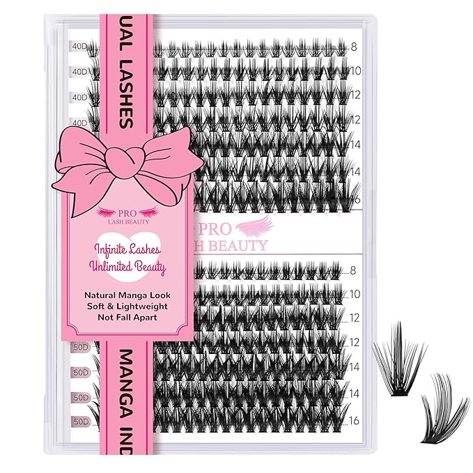 280 Pcs Individual Lashes 40D+50D Mixed Lash Clusters Devil Style Lashes That Look Like Eyelash Extensions Wispy Lashes DIY Individual Lashes At Home (40D+50D-D-8-16mix,Manga)