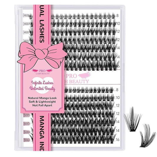 280 Pcs Individual Lashes 40D+50D Mixed Lash Clusters Devil Style Lashes That Look Like Eyelash Extensions Wispy Lashes DIY Individual Lashes At Home (40D+50D-D-8-16mix,Manga)