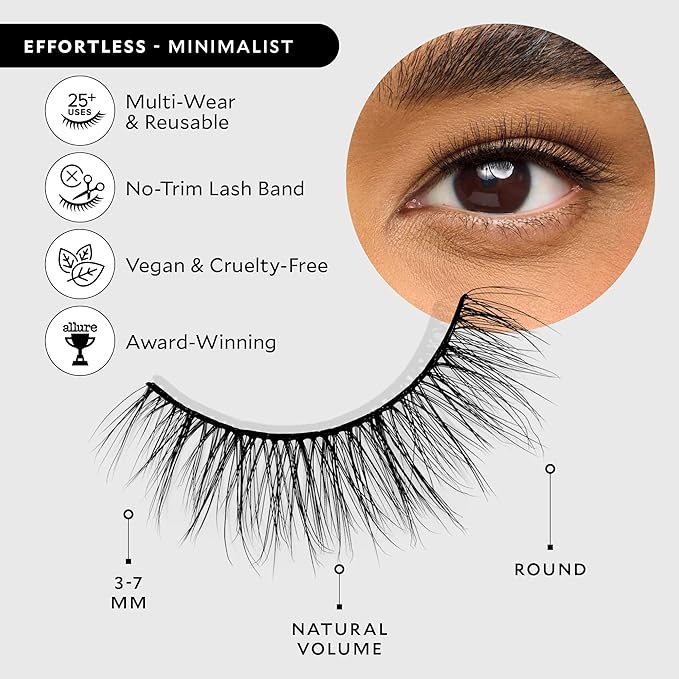 Velour Effortless Lashes, Natural Looking False Eyelashes, Fluffy & Lightweight No Trim Eyelashes, Reusable Fake Lashes For All Eye Shapes, Vegan & Cruelty-Free, Lash Glue not Included (Minimalist)