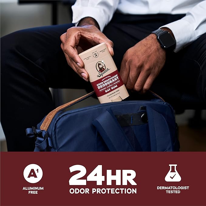 Dr. Squatch Natural Deodorant for Men - Odor-Squatching Aluminum Free - Bay Rum (2.65 oz, 3-Pack)