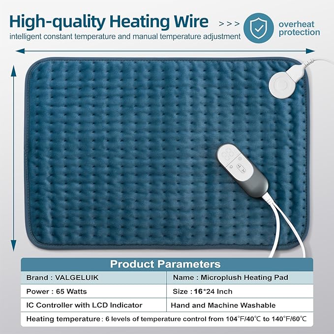 XX-Large Heating Pad for Back Pain Relief, Neck, Shoulder & Cramps - 16''x24'', Moist/Dry Heat, Auto-Off, Machine Washable - Ideal Gift for Christmas & Mother's Day - Gifts for Women, Mom Dad Daughter