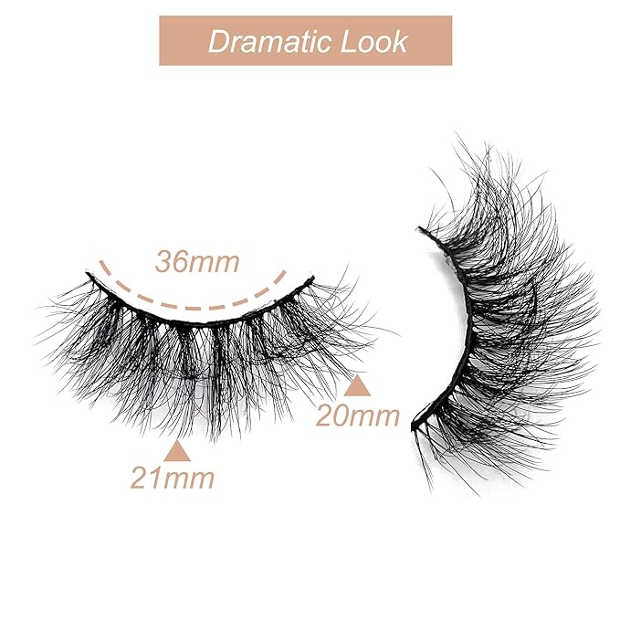 False Eyelashes Mink Lashes Fluffy Dramatic 20mm Long Faux Mink Eyelashes D Curl Wispy Fake Lashes Pack Look Like Extension