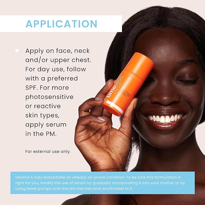 Timeless Skin Care Vitamin C Serum with Vitamin E & Ferulic Acid - Brightening Serum - for Oily & Dry Skin - Fragrance-Free - 1.7 Fl Oz