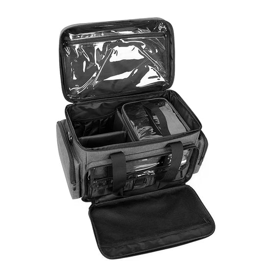 BAFASO Large Makeup Bag with 2 Removable Pouches and Detachable Dividers, Multifunctional Cosmetic Bag to Keep Makeup and Hair Supplies (Patent Pending), Gray