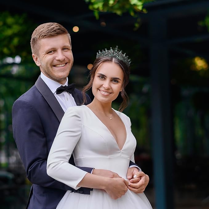 LIMELIA Women's Tiara for Henna Wedding Party|Glitter Hair Accessories for Bridal Birthday Pageant Prom Halloween Cos-play Christmas Party|Dence-Green