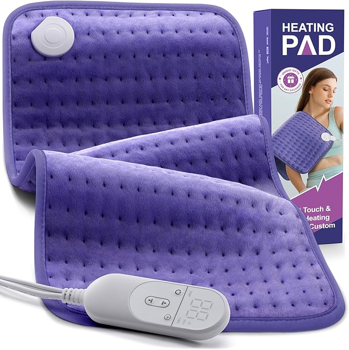 Heating Pad for Pain Relief (12"x24") - Back, Neck, Shoulder, Cramps & Joints - Moist/Dry Heat Options, Auto-Off, Machine Washable - Ideal Gift for Mother's Day & Christmas, Women, Men, Mom, Dad