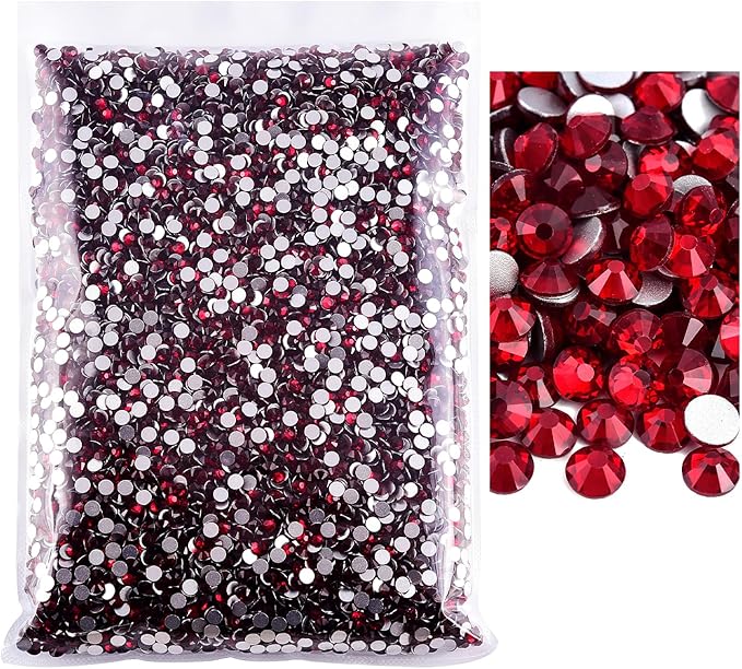 Blinginbox Flatback Rhinestones Bulk,14400pcs Crystal Round Loose Gemstones Glass Rhinestones for Crafts Makeup Nail Art Clothes Shoes DIY Decorations(SS20,4.6-4.8mm,Dark siam)
