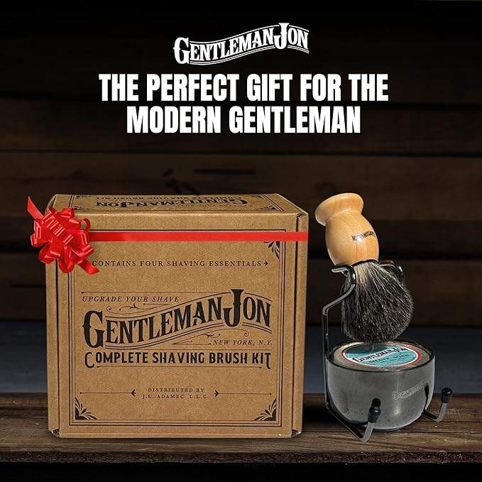 Complete Shaving Brush Kit – Old Fashion Shaving Kit for Men, Includes Shave Brush, Shave Bowl, Shave Soap & Stand, Vintage Wet Shave Mug, Barber-Style 4-Piece Gift Set